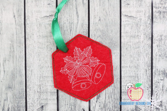 Christmas Bells with Leaf ITH Ornament