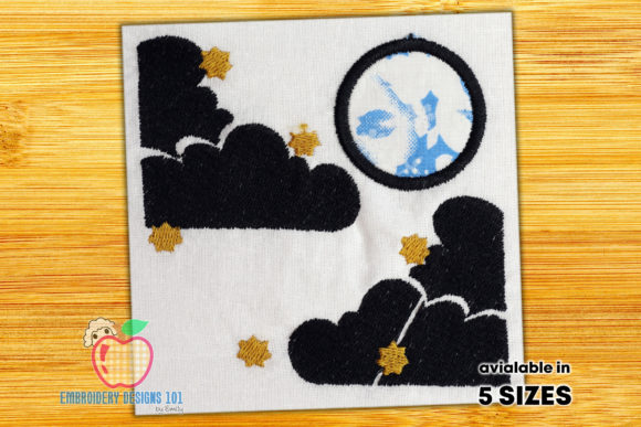 Full Moon Night Scene for Embroidery