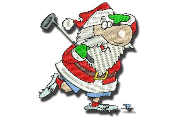 Golfing Santa: A Unique Christmas Embroidery Design