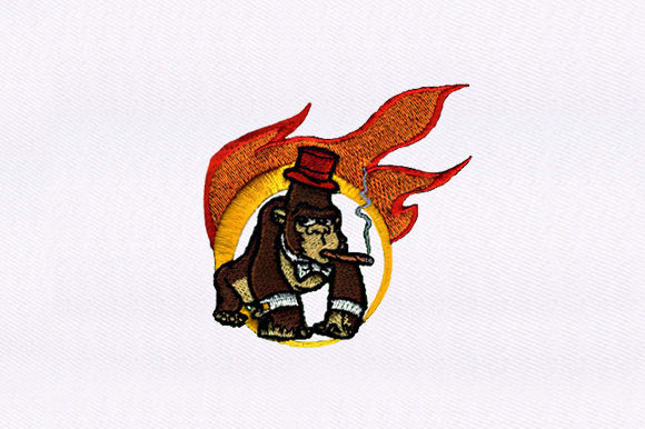 Smoking Gorilla: A Bold and Unique Embroidery Design