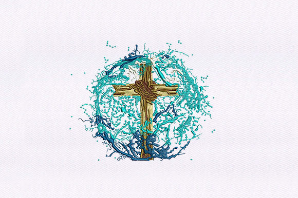 Water Splashing Cross: A Unique Holiday Embroidery